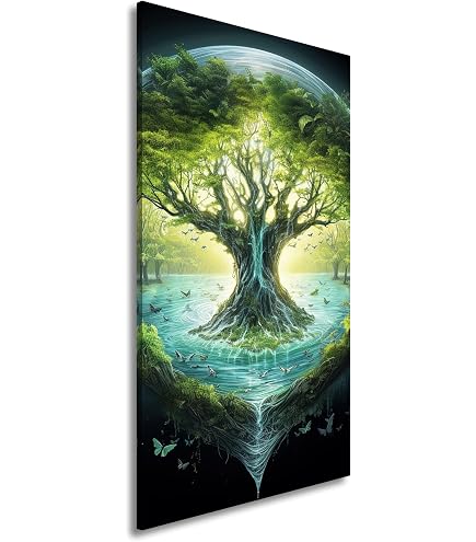 Leinwandbild Yggdrasil – Leuchtendes Wikinger-Symbol Als Wanddekoration, 120x40 Cm Panorama