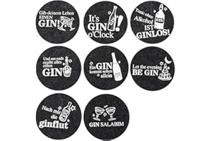 XIAONIU Untersetzer Gin Rund 8 Stück Gin mit Ginsprüchen, Glasuntersetzer Filz Gin Untersetzer, für Ginfans Ginliebhaber und Gintrinker (deutsche Sprüche)