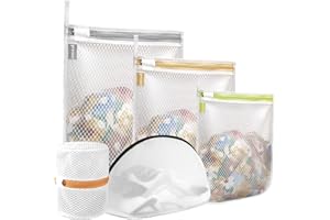 Prezon Netz-Wäschesäcke, Waschmaschinen-Wäschesäcke, Wiederverwendbare Mesh Wäschesack für Feinwäsche, Strümpfe, Unterwäsche, BH, Dessous, Babykleidung und Schuhe, 5 Verschiedene Größen mit Schlaufe