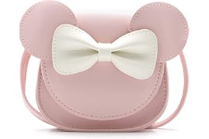 QiMing Little Mouse Ear Bow Crossbody Purse,PU Shoulder Handbag for Kids Girls Toddlers