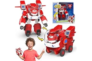 Super Wings EU750321 Robot Suit with Mini Jett Transforming Figure Plane Vehicle Playset Toys for 3+ Years Old Boys Girls, Red, 7'