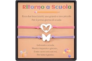 YELUWA 2 Pezzi Regali di Ritorno a Scuola, Set di Bracciali Madre e Figlia/Figlio, Regali per il Primo Giorno di Scuola per Ragazze e Ragazzi, Gioielli Mamma e Me (Rosso Rosa e Viola)