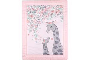 HMtideby Pink Giraffe Baby Toddler Blanket Quilt Cot Comforter Crib Baby Quilts for Boys and Girls Nursery Bed Throw Blanket 84x107cm, Suitable for All Season