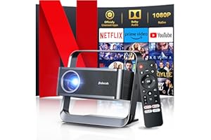 [Officially Licensed Apps & 1080P FHD] Polocsh Mini Projector Support 4k with WiFi 6 and Bluetooth Smart Projectors 600 ANSI Auto Keystone Home Cinema Outdoor Portable Projector