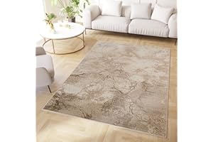 TAPISO Crystal Tappeto Pelo Corto Lucido Effetto 3D Design Moderno Motivo Astratto Sfumato Effetto Marmo Tonalità Marrone Beige Soggiorno Sala Camera Cameretta OEKO-TEX 140 x 200 cm