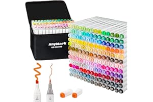 AnyMark Markery alkoholowe, zestaw pisaków dla artystów, podwójna końcówka, dla dzieci i dorosłych, do rysowania, malowania, szkicowania, dłuto i cienka końcówka, 168 kolorów