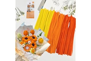 ROEOWENE Lot de 300 brossettes colorées pour travaux de fleurs, fils de chenille, nettoyage de tuyaux, bandes propres, bâtons en fil de chenille, bricolage, jaune