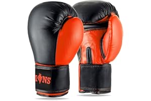 Lions Boxing Gloves for Men Women - Injection Mould Sparring Muay Thai Pro Training, Leather MMA Punch Bag, Heavy Punching Focus Mitts Pads Workout
