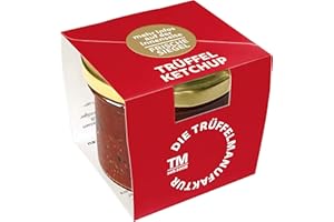 Die Trüffelmanufaktur - Trüffel Ketchup mit 7% echtem schwarzen Trüffeln, Deluxe Tomaten Trüffelketchup für leckere, knackige Pommes oder saftige Steaks, Spareribs, Rippchen, Bratwurst, Glas á 110 g
