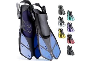 CAPAS Snorkel Fins, Swim Fins Travel Size Short Adjustable for Snorkeling Diving Adult Men Women Kids Open Heel Swimming Flippers