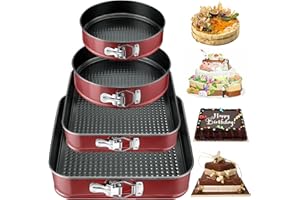 FAMKEEP Moldes para Pasteles 4 Piezas Molde de Horno Desmontable,Moldes Para Pasteles Fondo Desmontable,Molde de Pastel Redondo para Pasteles ideal para tartas de queso y esponjas (6"/ 8" / 9"/10")