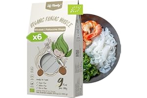 ‎ELF-FAMILY Elf-Family Bio Konjak Nudeln (-Fettuccine) 9kcal Low Carb Shirataki Nudeln Vegan/Glutenfrei-270g x6er Box(12 pack), Instant Pasta Nudeln ohne kohlenhydrate/Keto/Kalorienarme/Fettfrei/Zuckerfrei