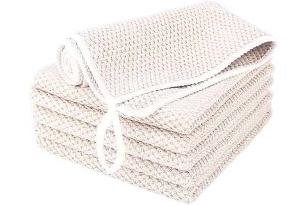 EURSPEUNG Chiffon Microfibre Lavette Microfibre Blanc Torchon Cuisine 6 Pièces Chiffon de Nettoyage en Microfibre, Multi-usages Taille 30 x 30 cm