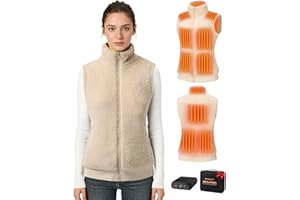 Topdot Gilet Riscaldato Donna con Batteria 7.4V 16000mAh, 10 Zone di Riscaldamento con 3 Temperature, Pile Peloso Elettrico Gilet Termico Leggero per Ciclismo, Lavori All'aperto