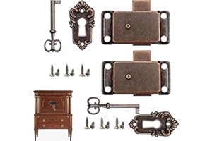BOTUK 2PCS Vintage Cabinet Door Locks Set Durable Cabinet Locks with Key Classic Retro Design Iron Metal Red Patina Cabinet Lock Easy Installation for Cabinet Doors Wardrobes Cabinets Drawers Boxes