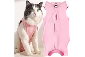 WDEC Cat Professional Recovery garnitur medyczny, Zapobiegający wyciekom kot, po operacji, ochrona przed wyciekiem, utrzymuje ciepło, chusta do odzyskania, dla kotów i psów (S, różowy)