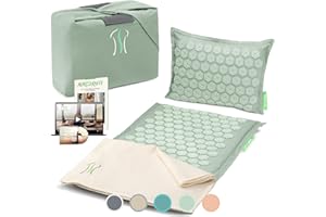 ‎BACKLAXX BACKLAXX ® Akupressurmatte mit Kissen, Tuch und Tasche, Akupunktur Matte mit Stacheln zur Massage und Entspannung von Nacken und Schulter, Massagematte Rücken (gletschermint) zur Akupressur