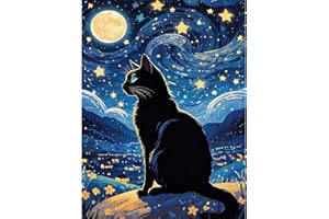 luckyarina Malen Nach Zahlen Kinder ab 5 6 7 8 9 10 Jahre Mädchen-Schwarze Katze Malen Nach Zahlen für Kinder,DIY Handgemalt Ölgemälde Set für Anfänger mit als Geschenk Home Wand Décor 30x40cm