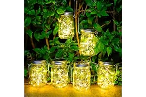 SENMI Pack of 6 Solar Lights for Outdoor Use - 30 LED Solar Mason Jar Light Weatherproof Solar Lantern Hanging Solar Light Garden Decoration Lanterns for Outdoor Patio Balcony Garden Tree Wall Table (A-Warm