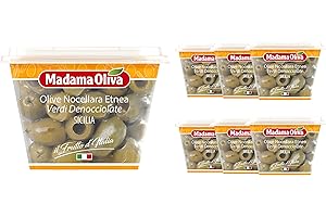 MADAMA OLIVA, Olive Nocellara Etnea Verdi Denocciolate, Ideali da Accompagnare con Formaggi Stagionati e Speziati, Antipasti e Salumi, 100% Made in Italy, 6 x 200 gr