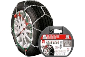 RD9 - Cadenas de nieve metálicas RD9 mm, talla Nº 50, set 2 uds, guantes incluidos