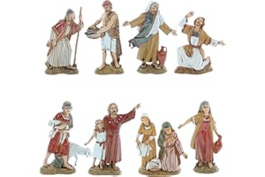 ‎MORANDUZZO Moranduzzo Set 8 Hirten für Krippe 10 cm Maßstab 1:20 - Unzerstörbare Krippenfiguren - Arabischer Stil, Handbemalt, Offizielles Produkt, Hergestellt in Italien, Bildhauer M. Landi