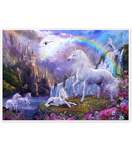 Einhorn Wandbild 30,5x40,6 Cm - Bunte Kinderzimmer Dekoration Mit Retro Design