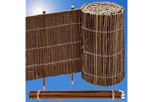 UrFence 300x20 Rouleau Bordure Jardin Bois - Bordure a Planter Flexible - Bordure Pelouse en Osier - Petite Barrière de Parterre - Bordurette de Massif - Cloture de Separation - Barriere Terrasse