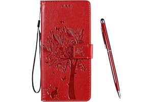 TOUCASA for Motorola Moto G8 Power Case,Wallet Case PU Leather Flip Magnetic [Embossed Design] Kickstand Card Slots Folio Protection Case for Motorola Moto G8 Power (Red)
