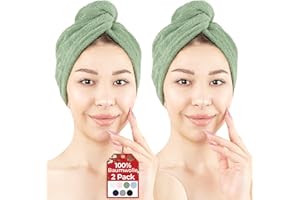 Hammetex 2er Set Badehandtuch 100% Baumwolle, Flauschig Saugstark und Schnelltrocknend, Handtuch mit Knopf für Haare, Damen, Salbei Grün