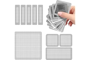 teeppo Fliegengitter Reparatur Set 39 Stück - Fliegengitter Fenster Reparatur Klebeband - Insektenschutz Fliegengitter Reparatur - Stark Selbstklebend Glasfaser - Verhindern Moskitos Insekten - Grau