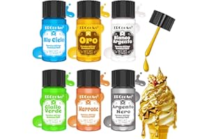 Glitter Commestibili Liquido - ERCorArt 6 Colori Glitter Alimentare Liquido per Drink, Glitter Coloranti Alimentari per Torte, Biscotti, Cioccolatini, Cocktail, Champagne - 12 g