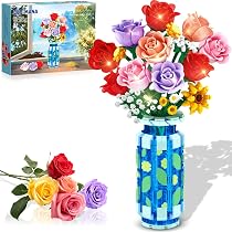 Piante fiori friends giocattolo da costruzione, scatola girevole per musica, idea regalo per ragazze 6-12 e adulti, decorazione per la festa della mamma (575 pezzi