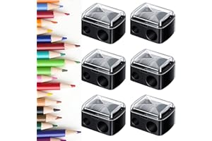 SYXLS 6 Stück Spitzer Kosmetikstifte, Tragbare Dual Anspitzer Kosmetikspitzer, 2 Löcher Dual Sharpener Augen Make-up Bleistiftspitzer, für Augenbrauenstift, Lipliner, Eyeliner Bleistift