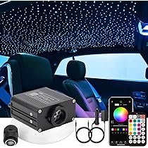 16W Rgbw Led Fibre Optique, Glasfaser Sternenhimmel Set Plafond Décor Kit Lumière Moteur Avec Câbles Télécommande Eu Plug (Prise UE