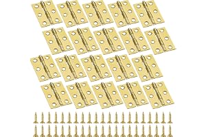 Anstore rostfritt stål gångjärn litet guld 20 stycken | 44 x 32 x 1 mm, inkl. 120 skruvar. Rostfri och ljudlös. Perfekt för trälådor, skåp, smyckeskrin och hantverksprojekt.