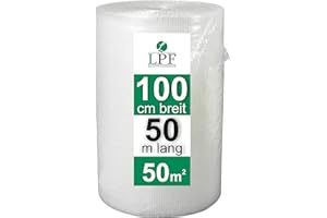 ‎LPF DIELUFTPOSLTERFOLIE LPF dieLUFTPOLSTERFOLIE Luftpolsterfolie 100cm x 50m Verpackungsfolie Blisterfolie Noppenfolie Polsterfolie Umzug 1m Knallfolie Polstermaterial Versand Transparent Umzugfolie bubble wrap
