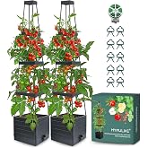 MYMULIKE Obelisk with Pot, 2 Pack Tomato Vine Helper 150 cm, with Pot, Plant Stand, Adjustable Height, 25 x 25 x 150 cm (2, G