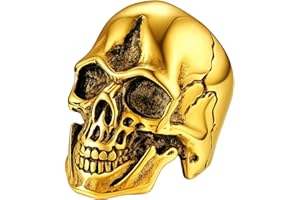 ChainsHouse Bague Crane Homme Satan Anneau Tete de Mort Serpent Garcon Enfant Fils Acier Inxydable Lucifer Religieux[Argenté/Or/Noir-52/57/59/62/64/67/69/72] Cadeau Anniversaire Fetes Peres Mariage