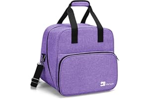 Yarwo Borsa per Macchina da Cucire, Borse da Trasporto per Macchina da Cucire, con Tavola di Legno Inferiore Staccabile e Tasche, Viola