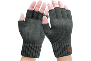 Bonu Guanti Senza Dita Uomo-Guanti Mezze Dita Invernali,Guanti Termici Uomo Caldi Guanti Senza Dita Fingerless Gloves Guanti in Maglia Unisex per Uomini e Donne