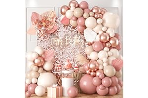 FAIRYMAIDEN Kit Arco Palloncini Rosa, Palloncini Compleanno con Palloncini Rosa Vintage, Avorio, Oro Rosa e Arancio Tenue, arco per palloncini per Decorazioni Compleanno, Battesimo Bimba, Matrimonio, Baby Shower