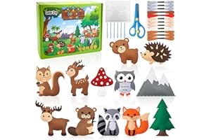 Lets Joy 12 Pezzi Set da Cucito in Feltro per Bambini, Kit da Cucito Animali Della Foresta, Set da Cucito per Bambini, Confezione da Cucito in Feltro, Bambini Educativi Principianti Cucito Regali