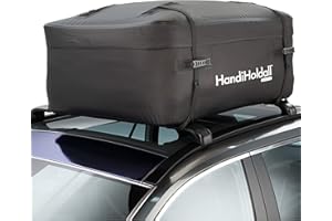HANDIWORLD HandiHoldall XL 400L Waterproof Roof Bag / Top Box (Black) – Cargo Carrier with Foldable Solid Base