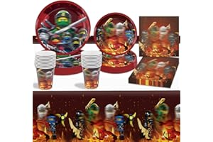 AINVLIYA 51Stück Ninj Geburtstag Party Dekoration,Geburtstag Partygeschirr Set, Kindergeburtstag Party Dekoration enthält Tischdecke, Teller, Tassen,Servietten.