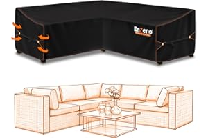 ‎ENZENO Enzeno Gartenmöbel Abdeckung L-Form,Schutzhülle für Gartenmöbel,wasserdicht Winddicht,Abdeckplane für Outdoor Ecksofa Eck-Loungegruppe Loungemöbel Rechteckig Abdeckhaube 215x215x87CM