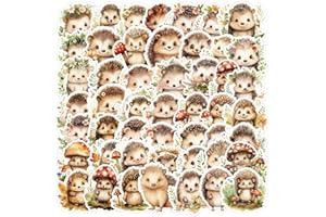 LYLSDSB Igel Aufkleber 50 Stück Vinyl Niedliche Cartoon Tiere Aufkleber für Laptop Skateboard Scrapbook Telefon Motorrad Computer Auto Gepäck,Wasserfeste Funny Hedgehog Sticker für Kinder Jugendliche