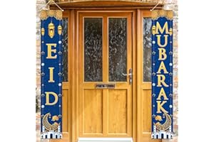 PARSUP Eid Mubarak Decorations Porch Signs - Front Door Banner, Party Door Hanging Decor Supplies for Indoor/Outdoor