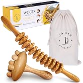 JARIS &ndash; Professional Body Wood Therapy Kit 2 Pieces &ndash; Curved Anti-Cellulite Roller and Mushroom | Wood Therapy Abdomen for Ce