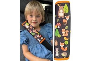 HECKBO 1x Kids Car Seat Belt Pads Seat Belt Protectors - Forest Animals - Seat Belt Pads for Kids and Babies- Ideal for Any Seat Belt Car Booster Seat Kids Bicycle